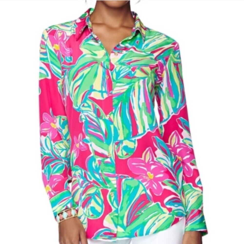 Lilly Pulitzer Jungle Tumble Silk Blouse